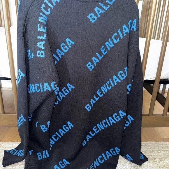 Balenciaga Black Sweater with Blue Logo - Picture 2 of 3